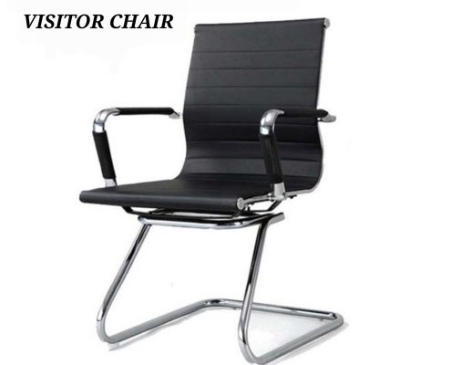 SLEEK BLACK REXINE VISITOR CHAIR